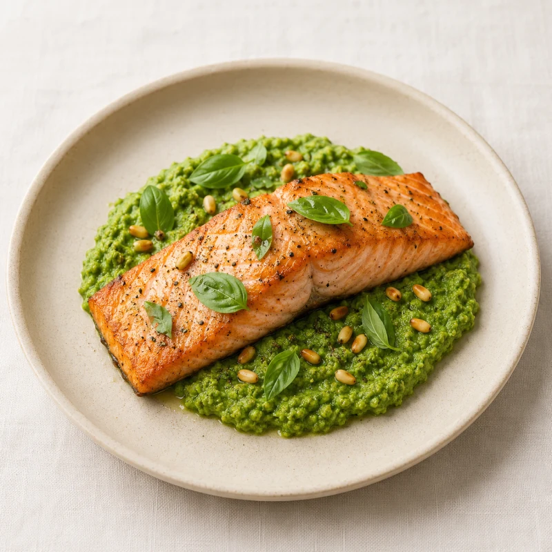 Salmon With Creamy Corn and Green Beans