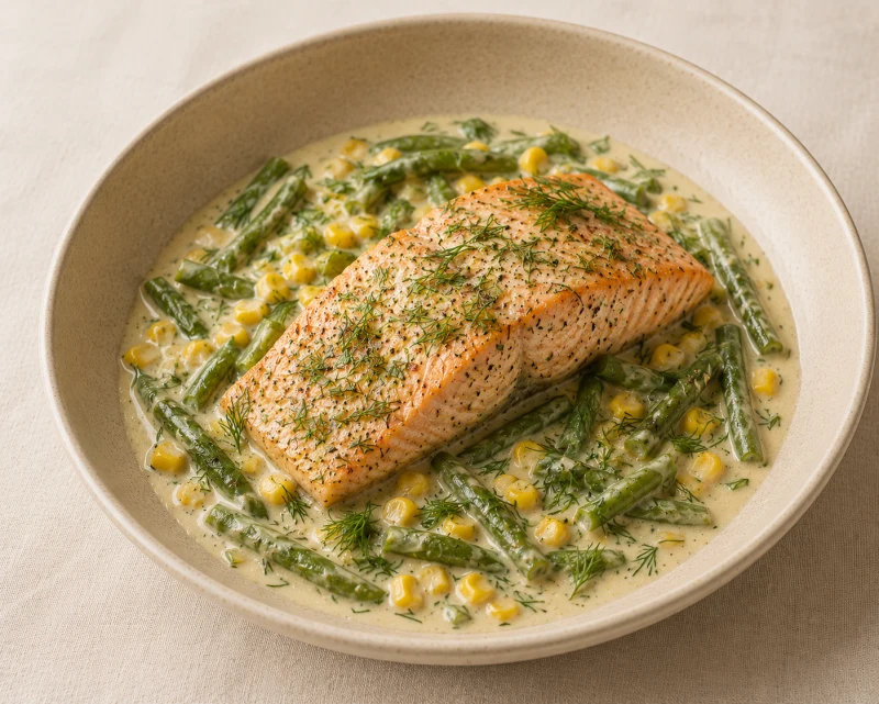 Pan-Seared Salmon With Pea and Basil Puree